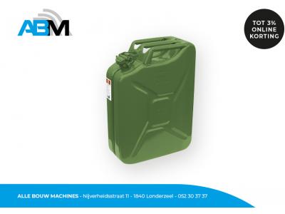 Metalen jerrycan met inhoud 20 liter bij Alle Bouw Machines (ABM) en groene kleur.