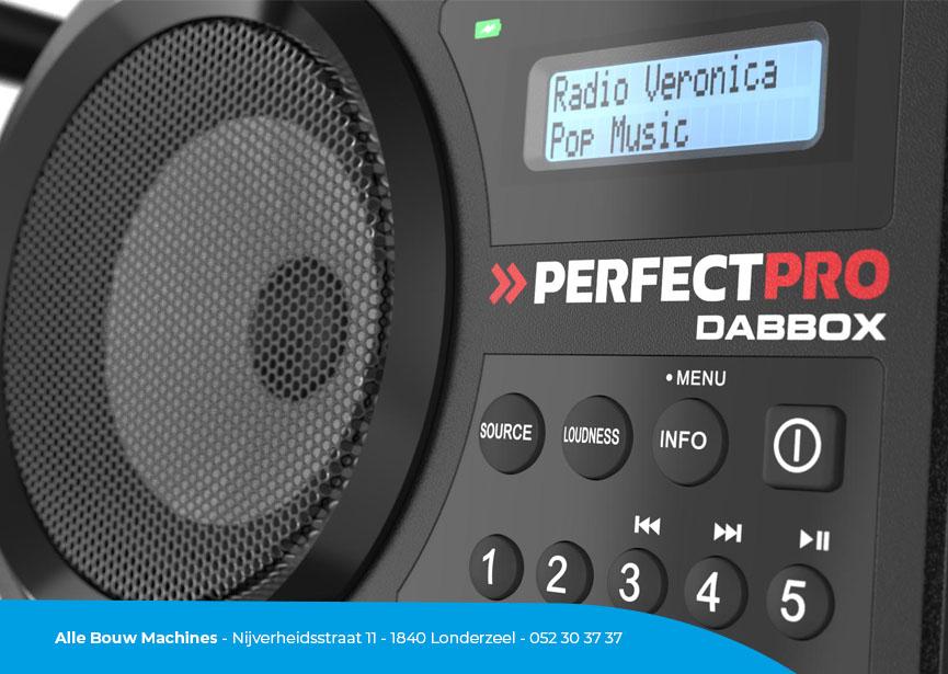 Werfradio DAB Box 3 van Perfect Pro in detail bij Alle Bouw Machines (ABM).